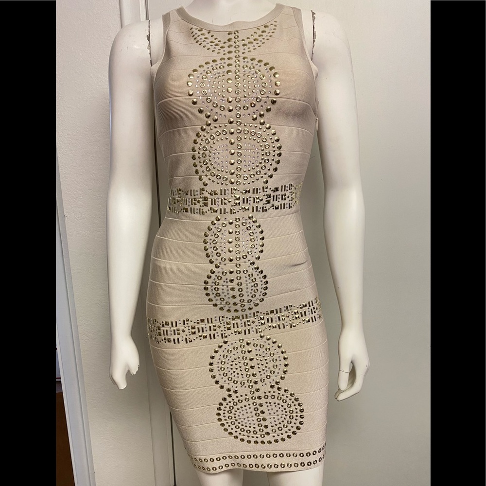 Sexy Bebe knit‎ studded bandage bodycon dress 
Size xs.